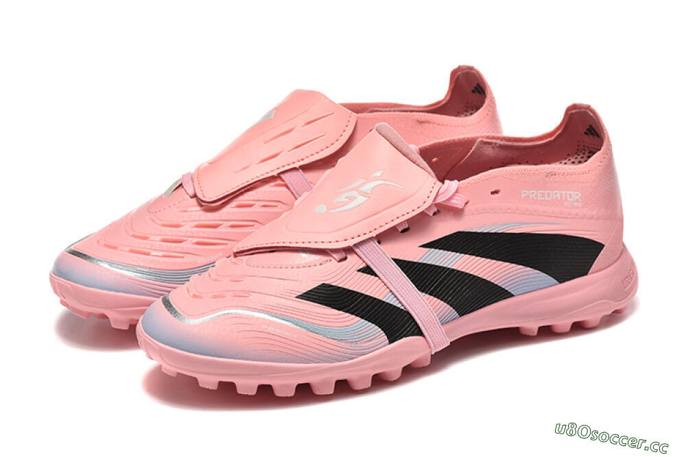 Unisex Adidas Predator 25 Elite Foldover Tongue TF Artificial Turf Low-Tops Football Shoes - Pink/Black/Silver 5