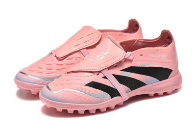 Unisex Adidas Predator 25 Elite Foldover Tongue TF Artificial Turf Low-Tops Football Shoes - Pink/Black/Silver
