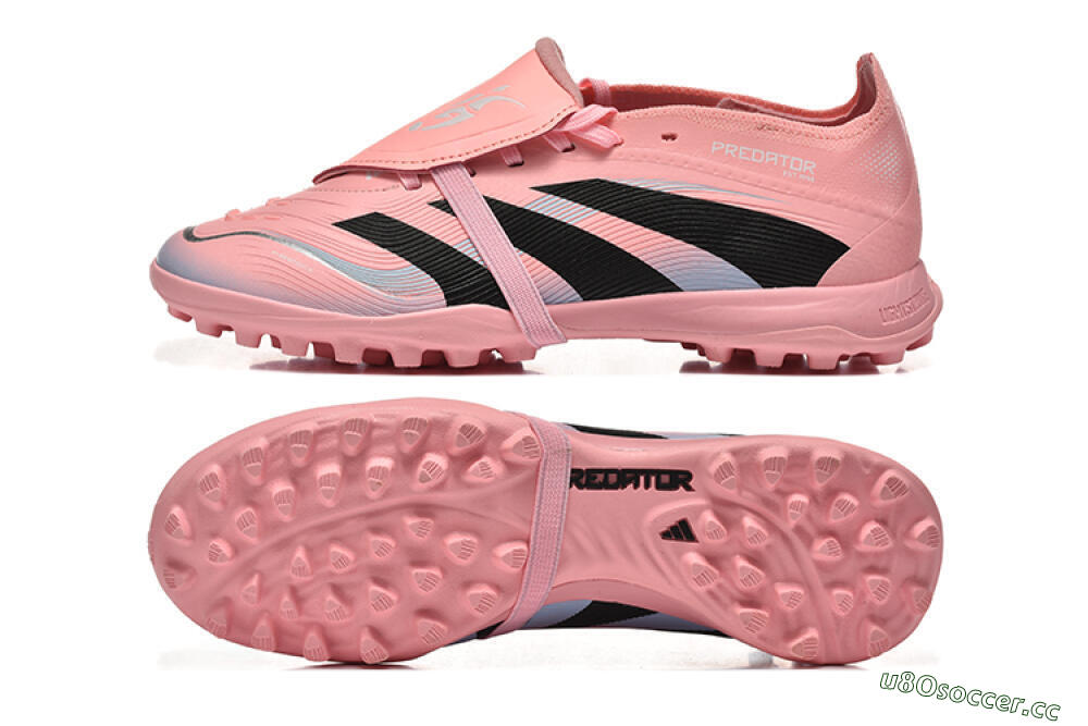 Unisex Adidas Predator 25 Elite Foldover Tongue TF Artificial Turf Low-Tops Football Shoes - Pink/Black/Silver 1