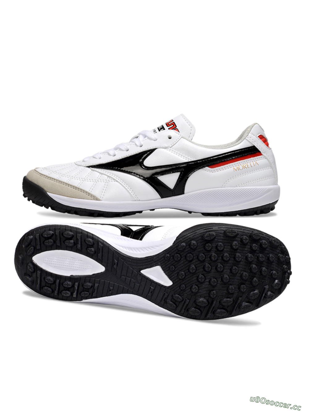 Men's Mizuno Morelia Neo 4 TF Artificial Turf Low-Tops Football Shoes - White/Black/Red 1