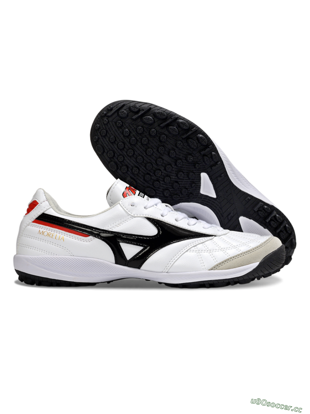 Men's Mizuno Morelia Neo 4 TF Artificial Turf Low-Tops Football Shoes - White/Black/Red 2