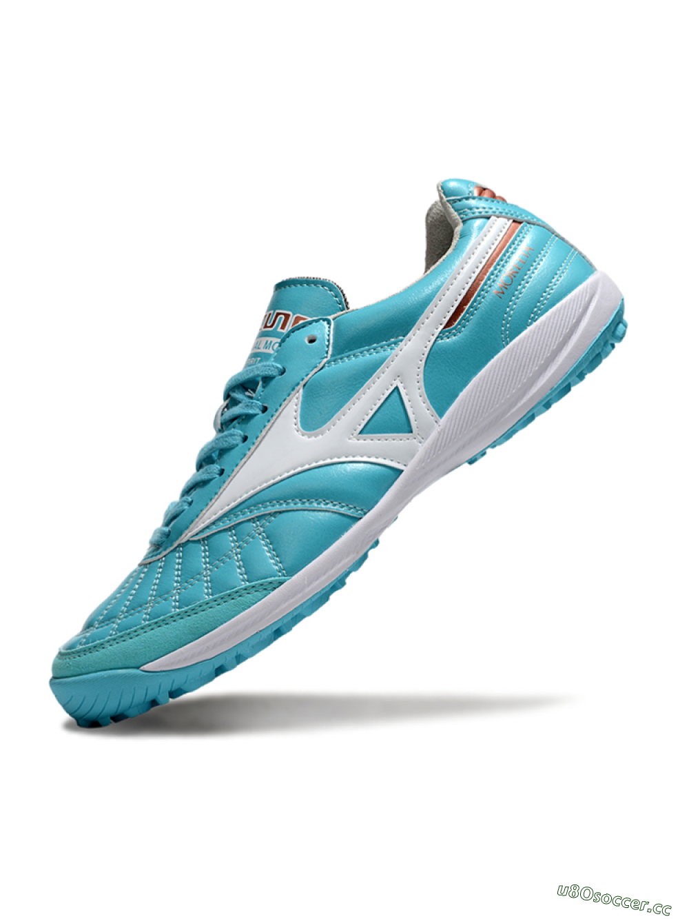 Men's Mizuno Morelia Neo 4 TF Artificial Turf Low-Tops Football Shoes - Jade/White/Red 5