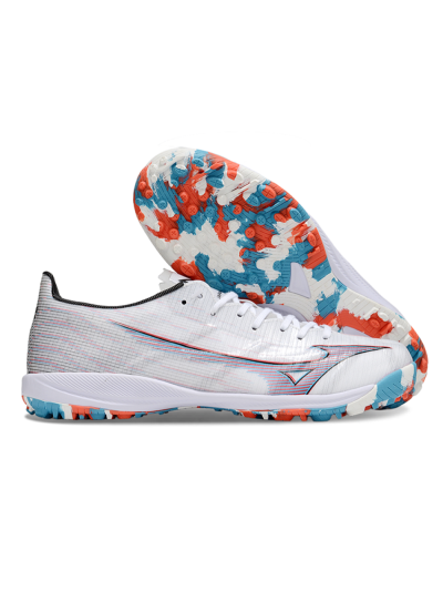 Men's Mizuno Morelia Alpha Beta TF Artificial Turf Low-Tops Football Shoes - White/Blue/Red