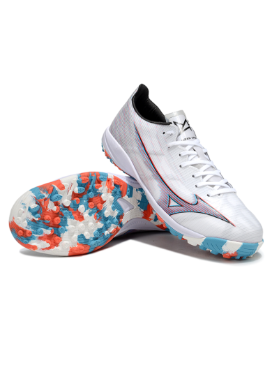 Men's Mizuno Morelia Alpha Beta TF Artificial Turf Low-Tops Football Shoes - White/Blue/Red