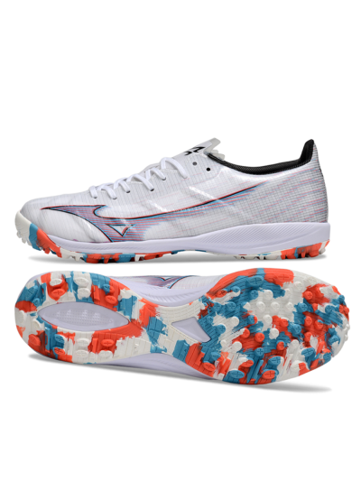 Men's Mizuno Morelia Alpha Beta TF Artificial Turf Low-Tops Football Shoes - White/Blue/Red