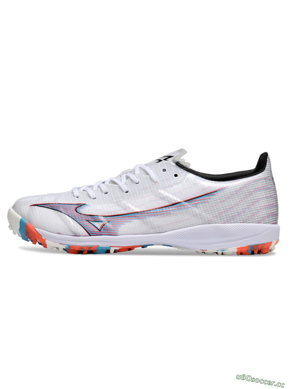 Men's Mizuno Morelia Alpha Beta TF Artificial Turf Low-Tops Football Shoes - White/Blue/Red 0