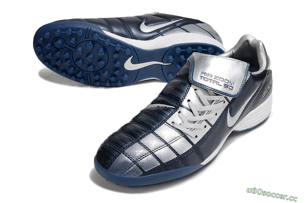 Men's Nike Air Zoom Total 90 III TF Artificial Turf Low-Tops Football Shoes - Blue/Silver/White 3