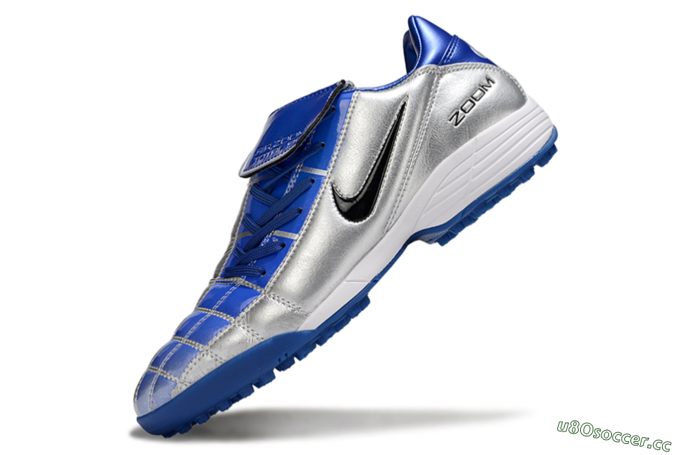 Men's Nike Air Zoom Total 90 III TF Artificial Turf Low-Tops Football Shoes - Silver/Blue/Black 5