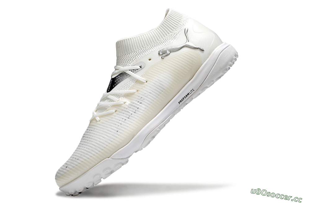 Men's Puma Future 8 Ultimate TF Artificial Turf Low-Tops Football Shoes - Beige/Silver/White 5