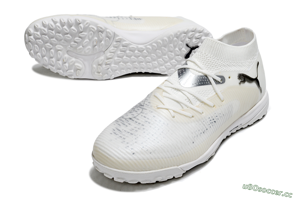 Men's Puma Future 8 Ultimate TF Artificial Turf Low-Tops Football Shoes - Beige/Silver/White 3
