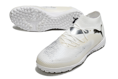 Men's Puma Future 8 Ultimate TF Artificial Turf Low-Tops Football Shoes - Beige/Silver/White