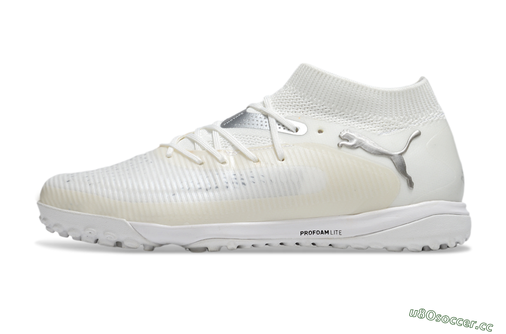Men's Puma Future 8 Ultimate TF Artificial Turf Low-Tops Football Shoes - Beige/Silver/White 0