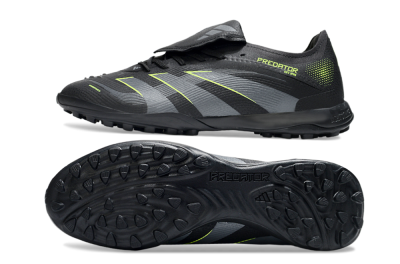 Men's Adidas Predator 25 Elite Foldover Tongue TF Artificial Turf Low-Tops Football Shoes - Black/Grey/Yellow