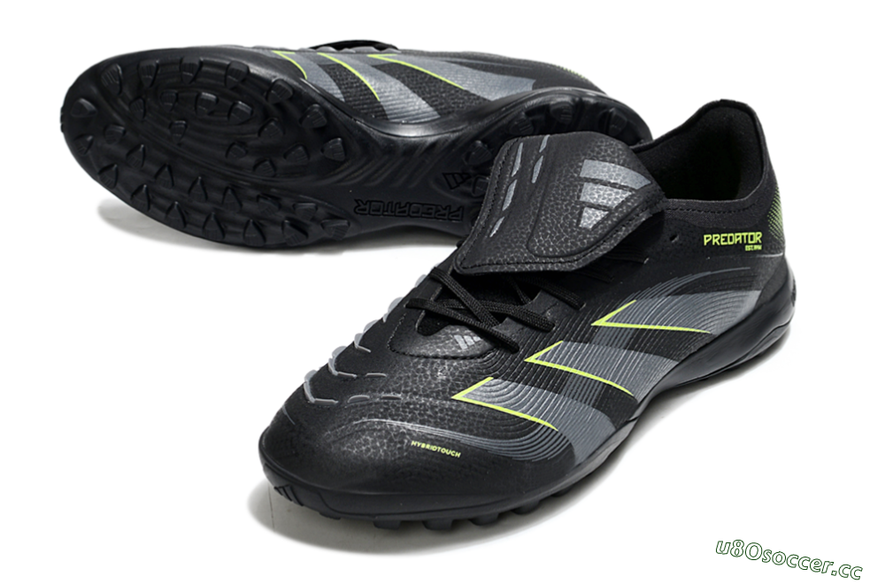 Men's Adidas Predator 25 Elite Foldover Tongue TF Artificial Turf Low-Tops Football Shoes - Black/Grey/Yellow 3