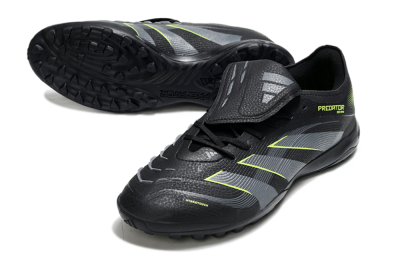 Men's Adidas Predator 25 Elite Foldover Tongue TF Artificial Turf Low-Tops Football Shoes - Black/Grey/Yellow