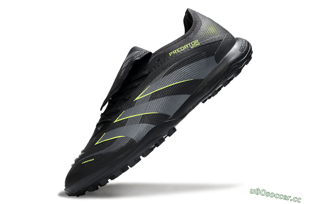 Men's Adidas Predator 25 Elite Foldover Tongue TF Artificial Turf Low-Tops Football Shoes - Black/Grey/Yellow 5