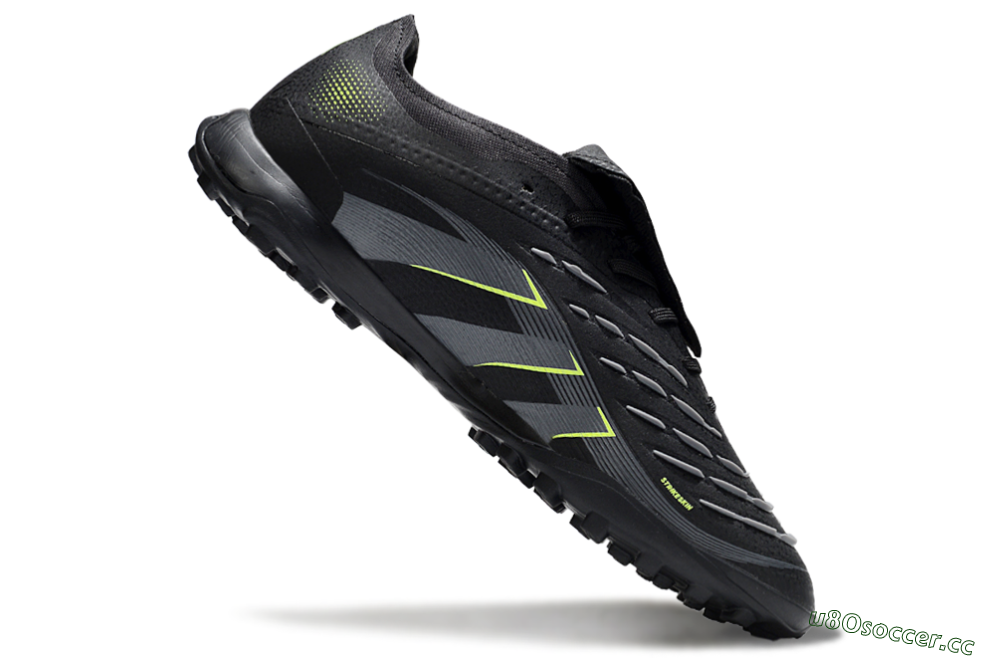 Men's Adidas Predator 25 Elite Foldover Tongue TF Artificial Turf Low-Tops Football Shoes - Black/Grey/Yellow 4