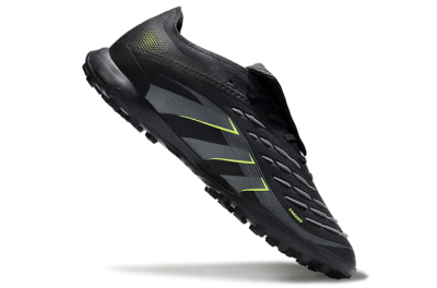 Men's Adidas Predator 25 Elite Foldover Tongue TF Artificial Turf Low-Tops Football Shoes - Black/Grey/Yellow