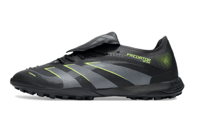 Men's Adidas Predator 25 Elite Foldover Tongue TF Artificial Turf Low-Tops Football Shoes - Black/Grey/Yellow