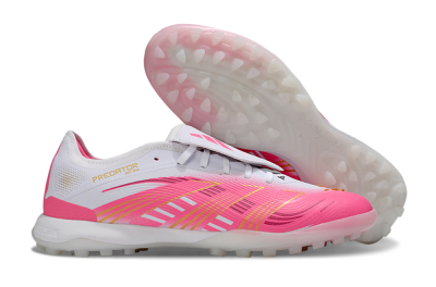 Men's Adidas Predator 25 Elite Foldover Tongue TF Artificial Turf Low-Tops Football Shoes - Pink/White/Gold