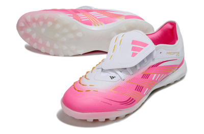 Men's Adidas Predator 25 Elite Foldover Tongue TF Artificial Turf Low-Tops Football Shoes - Pink/White/Gold
