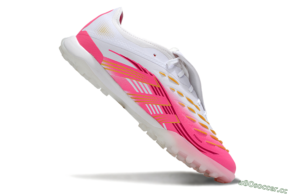 Men's Adidas Predator 25 Elite Foldover Tongue TF Artificial Turf Low-Tops Football Shoes - Pink/White/Gold 4