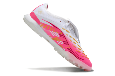 Men's Adidas Predator 25 Elite Foldover Tongue TF Artificial Turf Low-Tops Football Shoes - Pink/White/Gold