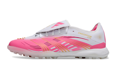 Men's Adidas Predator 25 Elite Foldover Tongue TF Artificial Turf Low-Tops Football Shoes - Pink/White/Gold