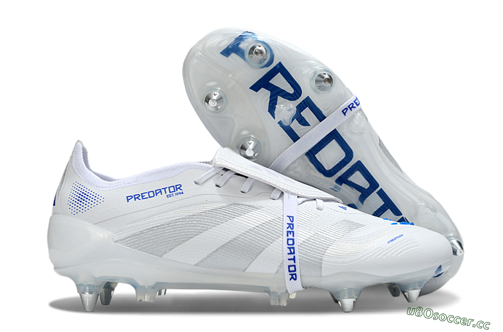 Men's Adidas Predator 25 Elite Foldover Tongue SG Soft Ground Low-Tops Football Boots - Beige/White/Blue 2