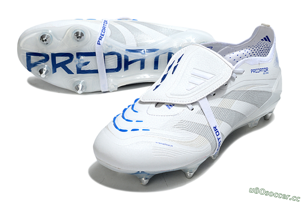 Men's Adidas Predator 25 Elite Foldover Tongue SG Soft Ground Low-Tops Football Boots - Beige/White/Blue 3
