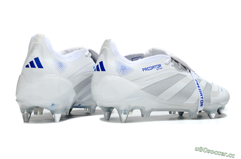 Men's Adidas Predator 25 Elite Foldover Tongue SG Soft Ground Low-Tops Football Boots - Beige/White/Blue 6