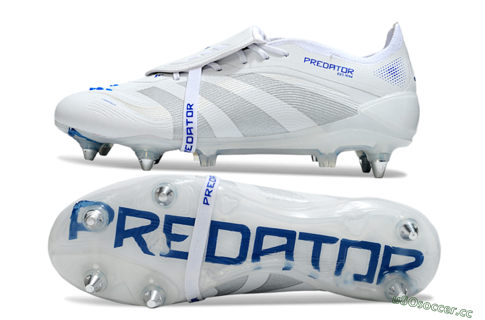 Men's Adidas Predator 25 Elite Foldover Tongue SG Soft Ground Low-Tops Football Boots - Beige/White/Blue 1