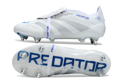 Men's Adidas Predator 25 Elite Foldover Tongue SG Soft Ground Low-Tops Football Boots - Beige/White/Blue