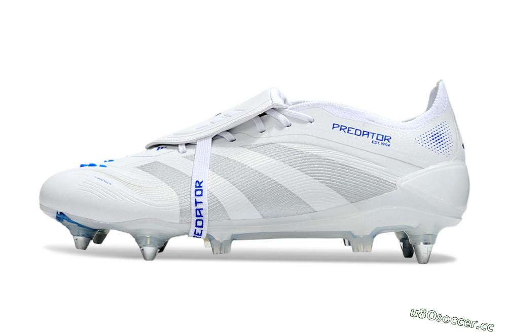 Men's Adidas Predator 25 Elite Foldover Tongue SG Soft Ground Low-Tops Football Boots - Beige/White/Blue 0
