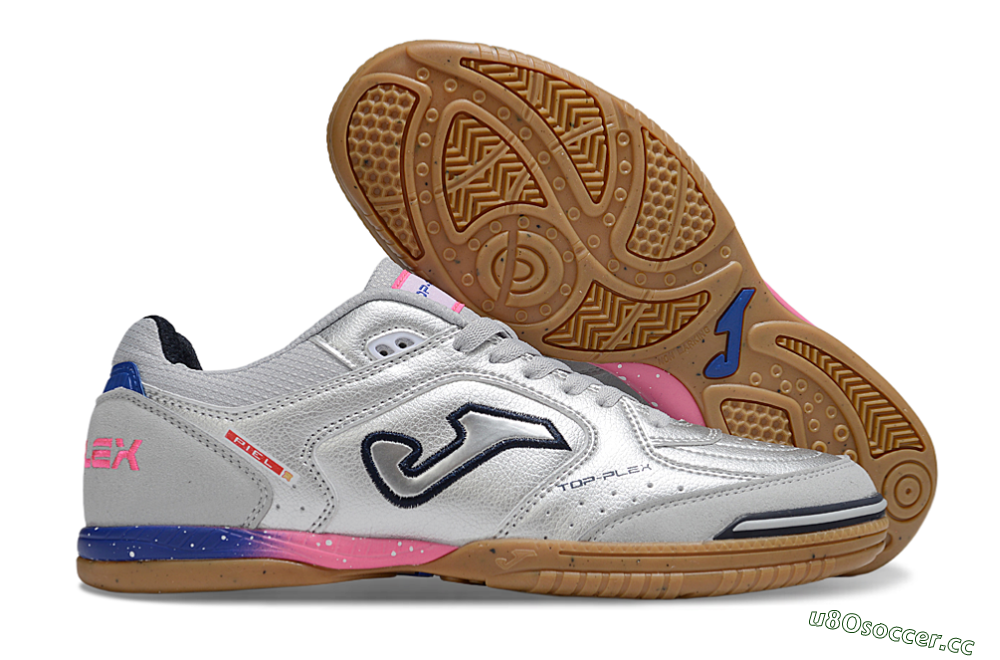 Men's Joma Top Flex IC Indoor & Futsal Low-Tops Football Shoes - Silver/Pink/Blue 2