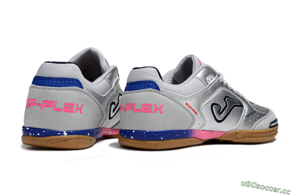 Men's Joma Top Flex IC Indoor & Futsal Low-Tops Football Shoes - Silver/Pink/Blue 6