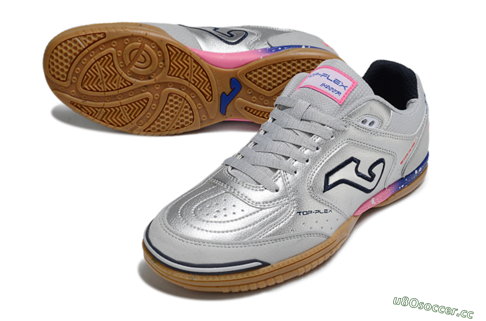 Men's Joma Top Flex IC Indoor & Futsal Low-Tops Football Shoes - Silver/Pink/Blue 3
