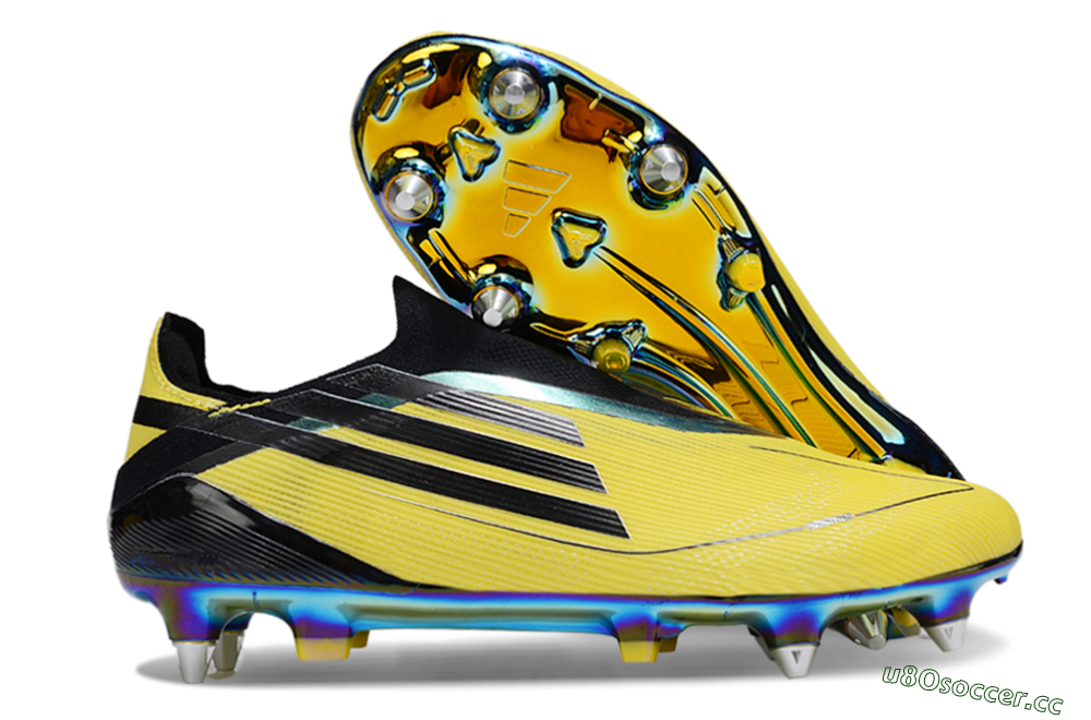 Men's Adidas F50 Elite Laceless SG Soft Ground Low-Tops Football Boots - Yellow/Black/Gold 2