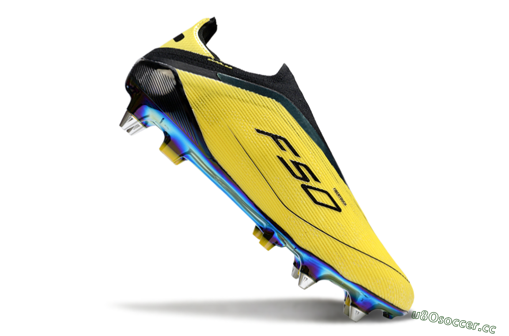 Men's Adidas F50 Elite Laceless SG Soft Ground Low-Tops Football Boots - Yellow/Black/Gold 4