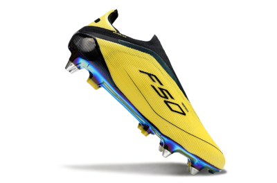 Men's Adidas F50 Elite Laceless SG Soft Ground Low-Tops Football Boots - Yellow/Black/Gold