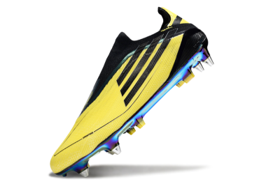 Men's Adidas F50 Elite Laceless SG Soft Ground Low-Tops Football Boots - Yellow/Black/Gold