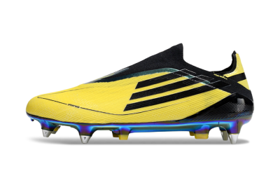 Men's Adidas F50 Elite Laceless SG Soft Ground Low-Tops Football Boots - Yellow/Black/Gold
