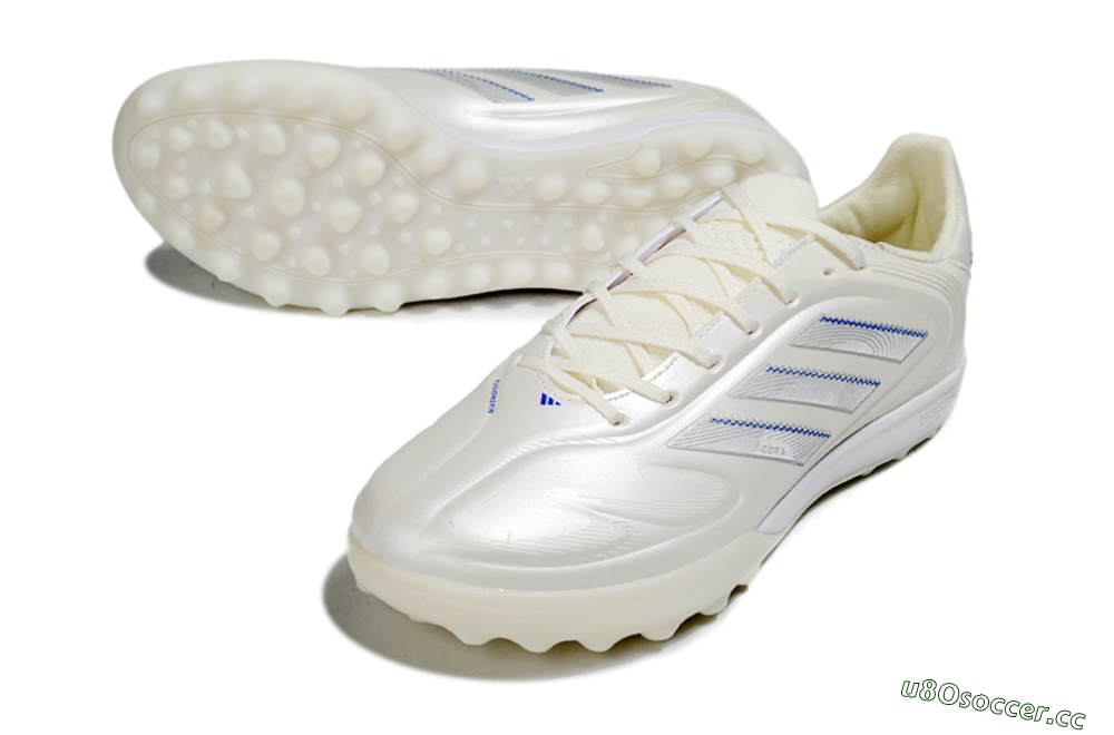 Men's Adidas Copa Pure 3 TF Artificial Turf Low-Tops Football Shoes - Beige/Blue/White 3