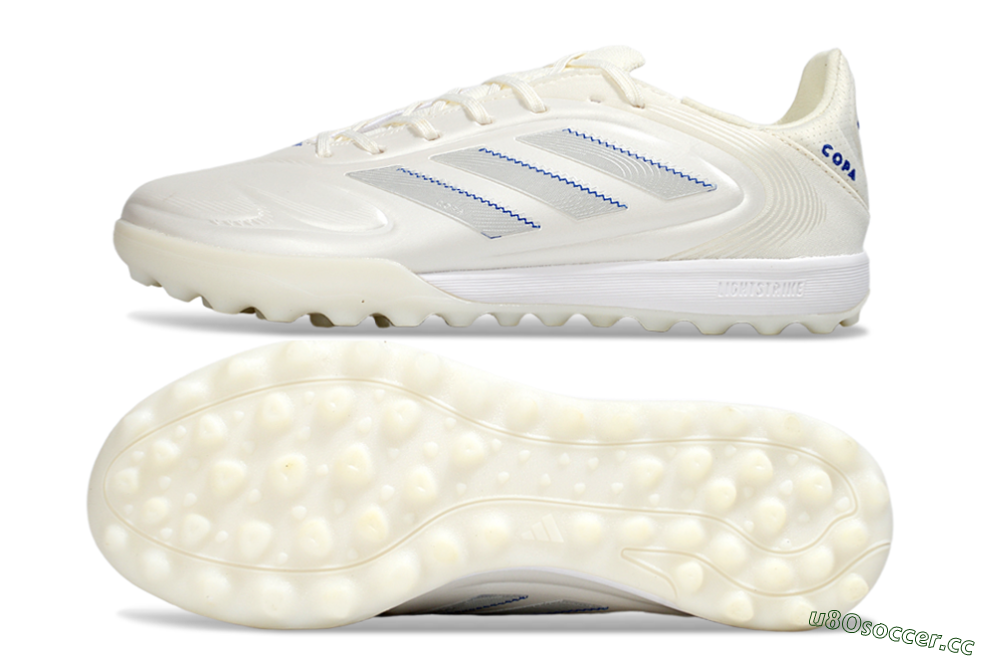 Men's Adidas Copa Pure 3 TF Artificial Turf Low-Tops Football Shoes - Beige/Blue/White 1