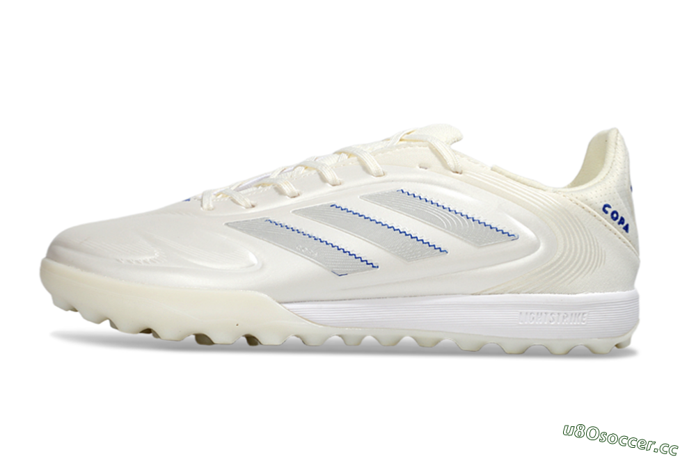 Men's Adidas Copa Pure 3 TF Artificial Turf Low-Tops Football Shoes - Beige/Blue/White 0