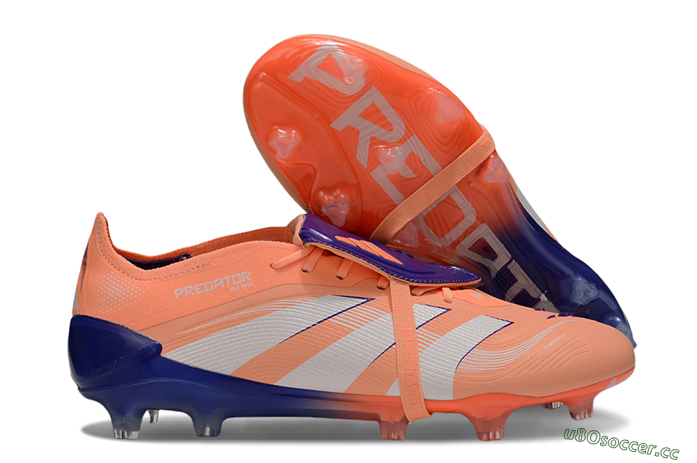 Men's Adidas Predator Elite 25 Foldover Tongue FG Firm Ground Low-Tops Football Boots - Orange/Purple/Blue 2