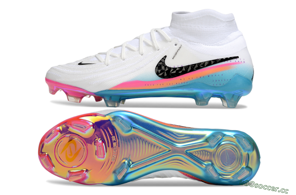 Men's Nike Phantom Luna Elite FG Firm Ground Low-Tops Football Boots - White/Red/Blue 1