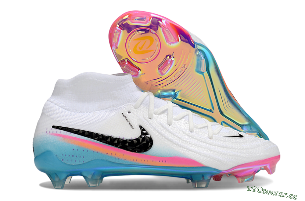 Men's Nike Phantom Luna Elite FG Firm Ground Low-Tops Football Boots - White/Red/Blue 2