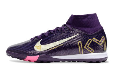 Kids Nike Air Zoom Mercurial Superfly 10 Elite TF Artificial Turf High-Tops Football Shoes - Purple/White/Gold