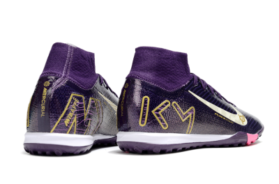 Kids Nike Air Zoom Mercurial Superfly 10 Elite TF Artificial Turf High-Tops Football Shoes - Purple/White/Gold